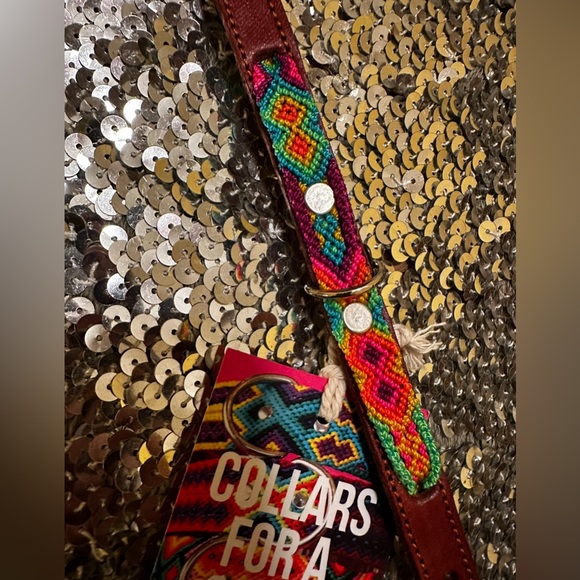 Woven leather dog collar - Picture 2 of 3